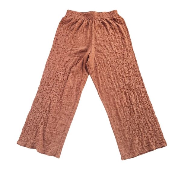 Mango Women's Clay Crinkle Effect‎ High Rise Pull On Wide Leg Pants Size Medium - Picture 2 of 8